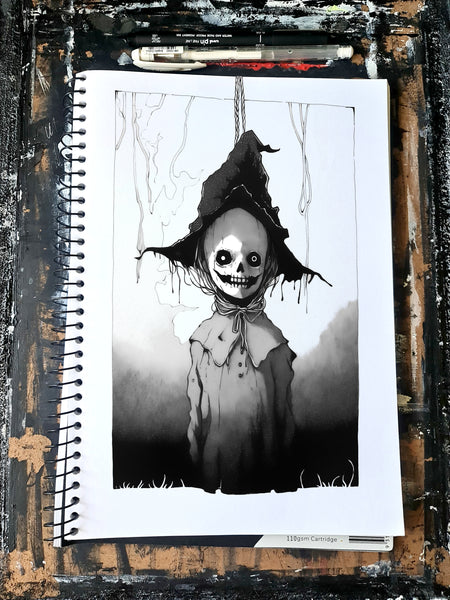 The hanging witch Concept VI - Sketch artwork. Dark Series II. Art print and poster. Artwork Gothic home decor gift.