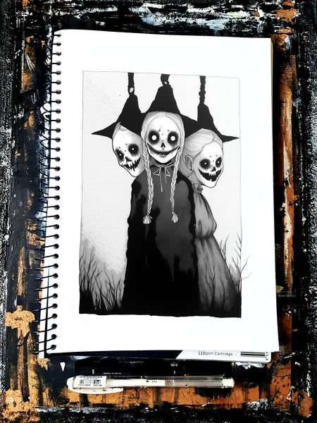The witches of Salem. Concept VI - Sketch artwork. Dark Series II. Art print and poster. Artwork Gothic home decor gift.