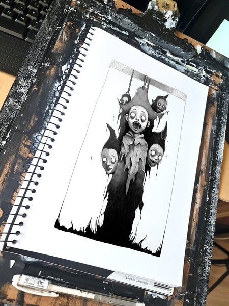 Vampire kids. Concept VI - Sketch artwork. Dark Series II. Art print and poster. Artwork Gothic home decor gift.