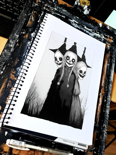 The witches of Salem. Concept VI - Sketch artwork. Dark Series II. Art print and poster. Artwork Gothic home decor gift.