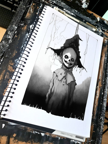 The hanging witch Concept VI - Sketch artwork. Dark Series II. Art print and poster. Artwork Gothic home decor gift.