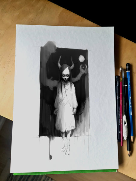 The devil inside. Concept VI - Sketch artwork. Dark Series II. Art print and poster. Artwork Gothic home decor gift.