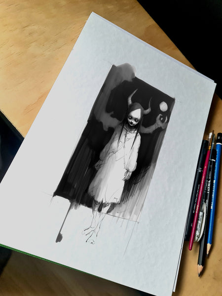 The devil inside. Concept VI - Sketch artwork. Dark Series II. Art print and poster. Artwork Gothic home decor gift.