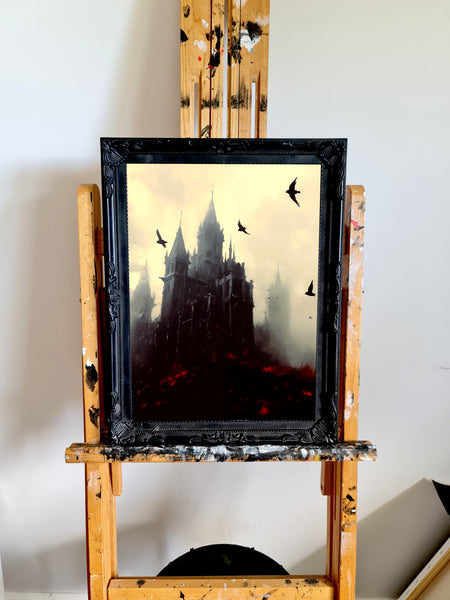 Ravens Castle - Oil Painting. Art print. original artwork. Gothic Home décor.