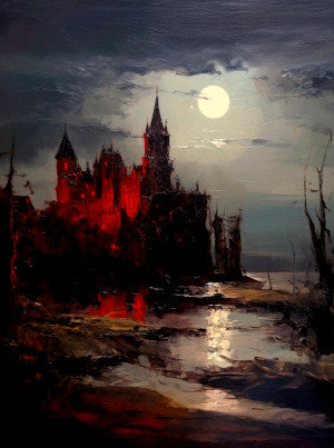 Castlevania blood. The dark castle. Painting. Art print. original artwork. Gothic Home décor.