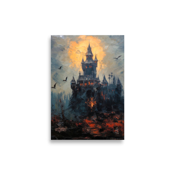 Dracula's deathly castle - Oil painting. Dark Series. Art print and poster. Artwork Gothic home decor gift.