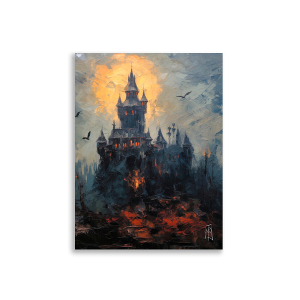 Dracula's deathly castle - Oil painting. Dark Series. Art print and poster. Artwork Gothic home decor gift.