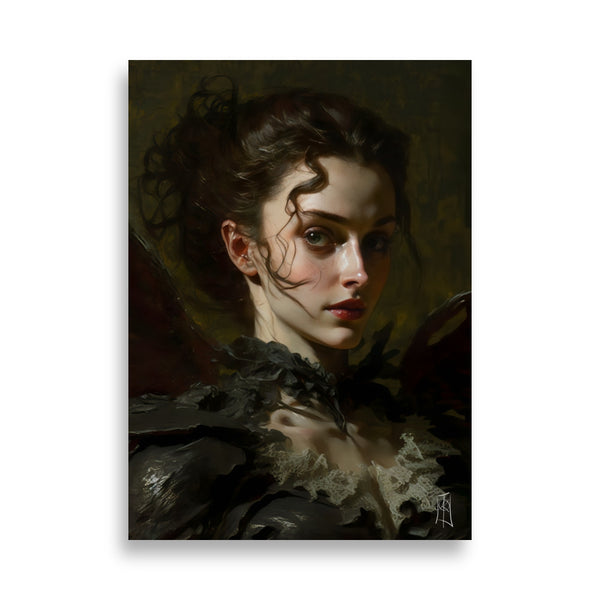 Oil Painting. Selene the Death Dealer VII. Painting. Art print. original artwork. Gothic Home décor. Digital art.