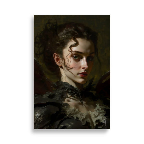 Oil Painting. Selene the Death Dealer VII. Painting. Art print. original artwork. Gothic Home décor. Digital art.
