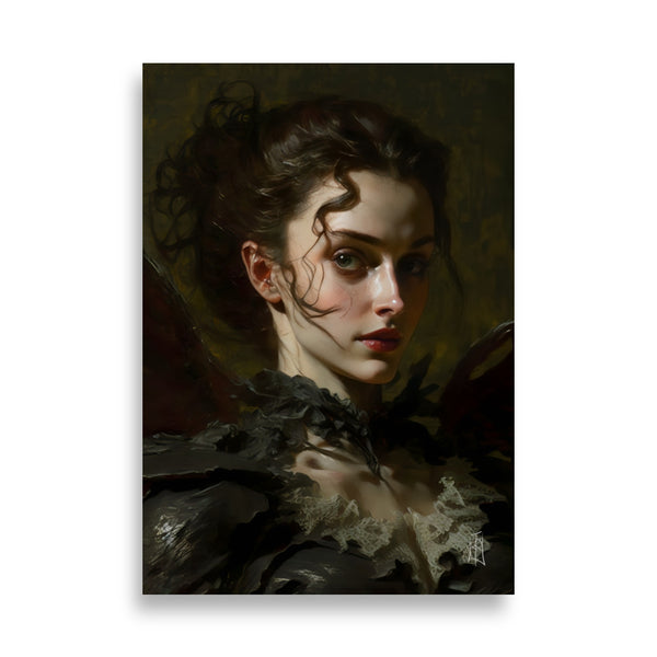 Oil Painting. Selene the Death Dealer VII. Painting. Art print. original artwork. Gothic Home décor. Digital art.