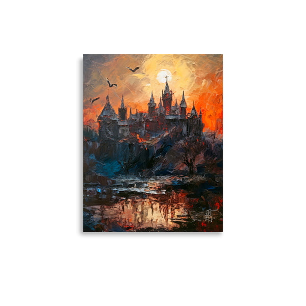 Dracula's deathly castle - Oil painting. Dark madness I. Art print and poster.