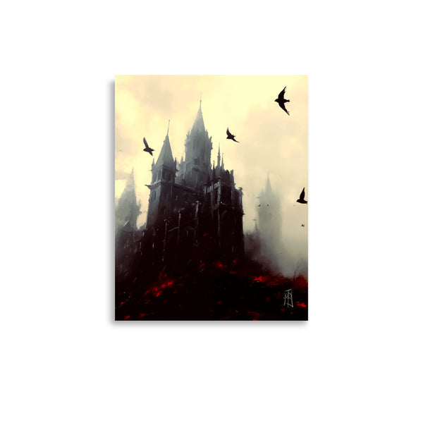 Ravens Castle - Oil Painting. Art print. original artwork. Gothic Home décor.
