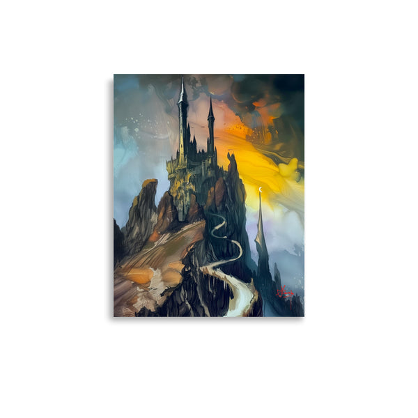 VIX Castle nights. Watercolour Art print. digital watercolor artwork. Poster, wall art painting artwork
