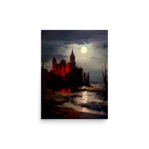 Castlevania blood. The dark castle. Painting. Art print. original artwork. Gothic Home décor.