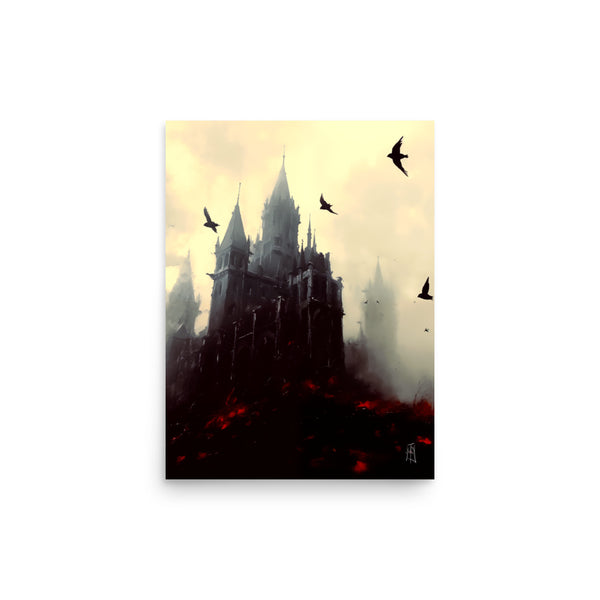 Ravens Castle - Oil Painting. Art print. original artwork. Gothic Home décor.