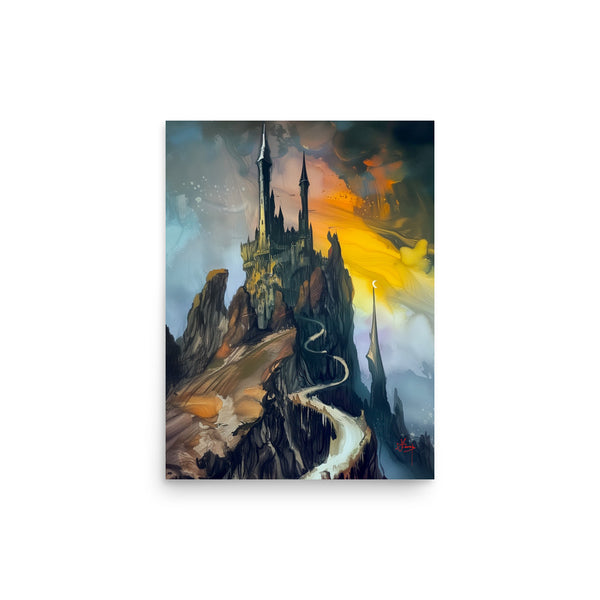 VIX Castle nights. Watercolour Art print. digital watercolor artwork. Poster, wall art painting artwork