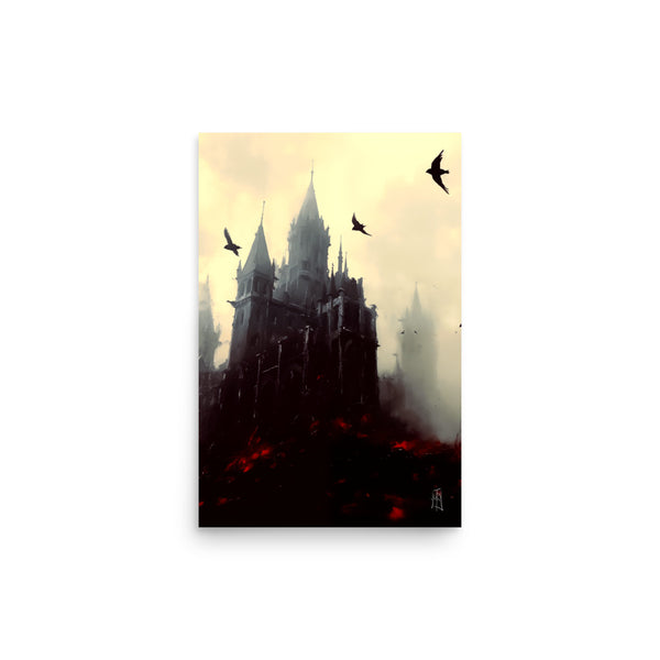 Ravens Castle - Oil Painting. Art print. original artwork. Gothic Home décor.