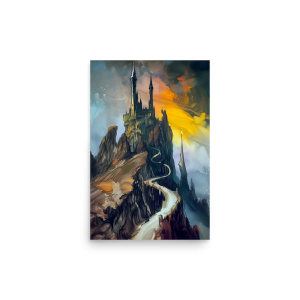 VIX Castle nights. Watercolour Art print. digital watercolor artwork. Poster, wall art painting artwork