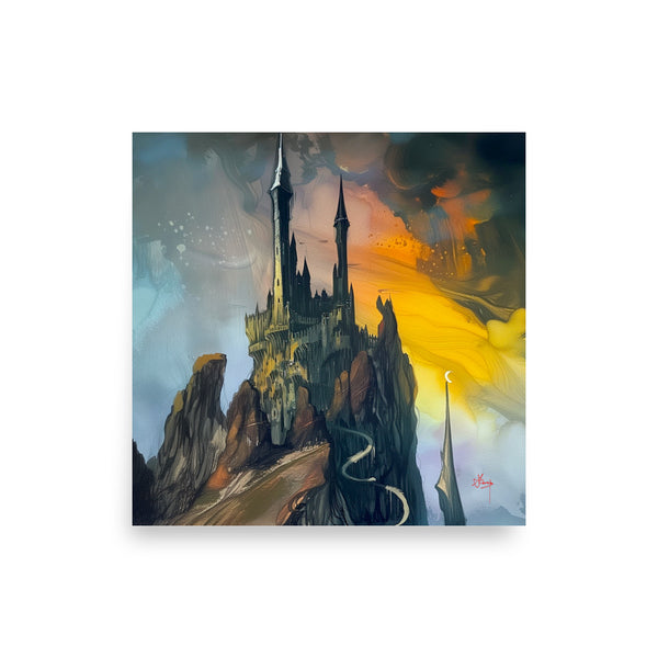 VIX Castle nights. Watercolour Art print. digital watercolor artwork. Poster, wall art painting artwork