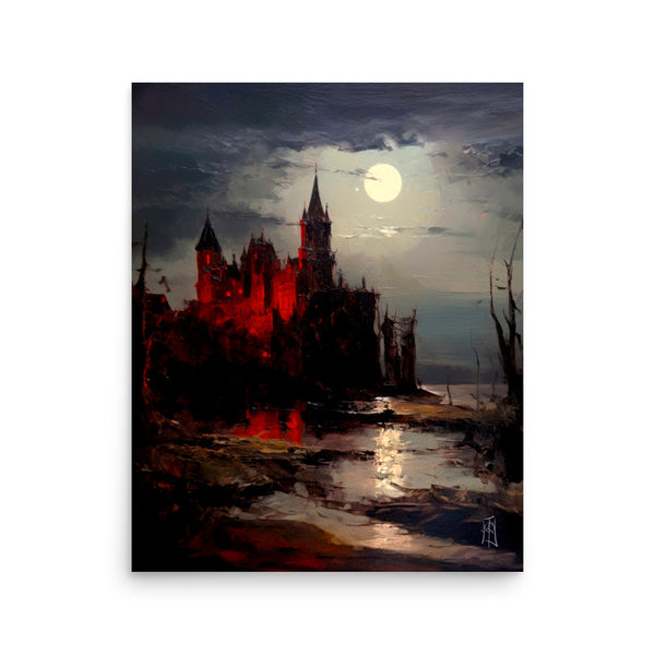 Castlevania blood. The dark castle. Painting. Art print. original artwork. Gothic Home décor.