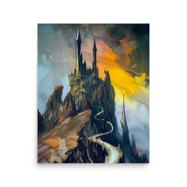 VIX Castle nights. Watercolour Art print. digital watercolor artwork. Poster, wall art painting artwork