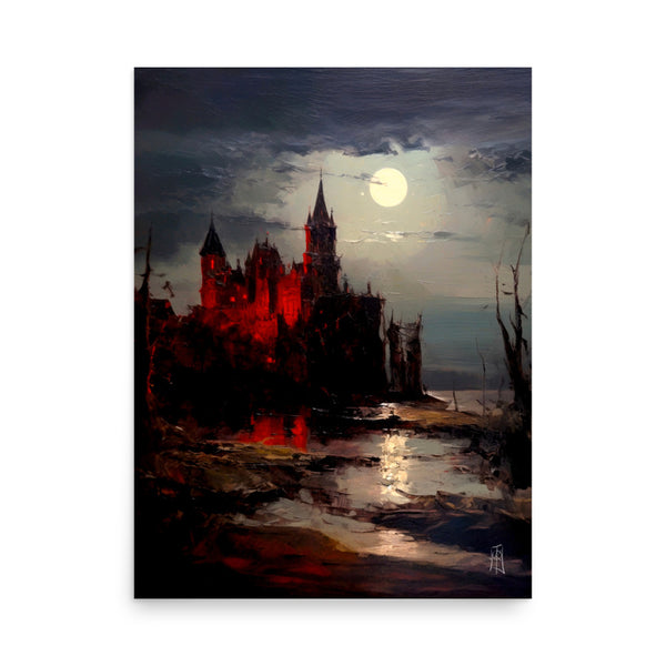 Castlevania blood. The dark castle. Painting. Art print. original artwork. Gothic Home décor.