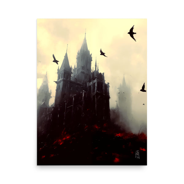 Ravens Castle - Oil Painting. Art print. original artwork. Gothic Home décor.