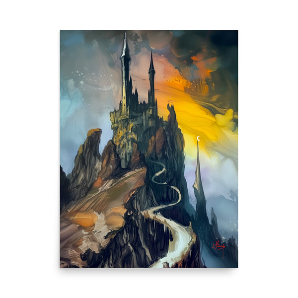 VIX Castle nights. Watercolour Art print. digital watercolor artwork. Poster, wall art painting artwork