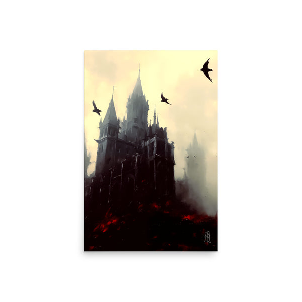 Ravens Castle - Oil Painting. Art print. original artwork. Gothic Home décor.