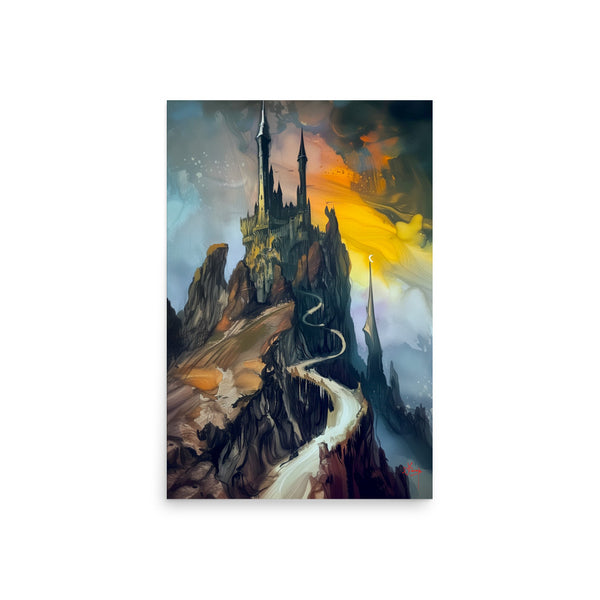 VIX Castle nights. Watercolour Art print. digital watercolor artwork. Poster, wall art painting artwork