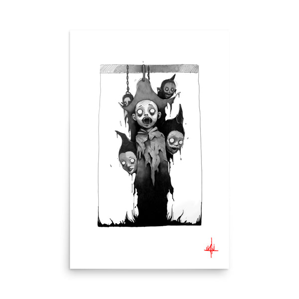 Vampire kids. Concept VI - Sketch artwork. Dark Series II. Art print and poster. Artwork Gothic home decor gift.