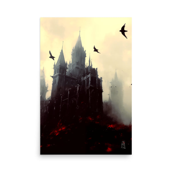 Ravens Castle - Oil Painting. Art print. original artwork. Gothic Home décor.