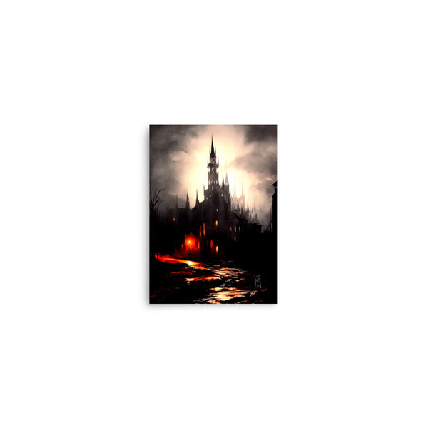 Oil Painting. The dark castle. Painting. Art print. original artwork. Gothic Home décor. Digital art.