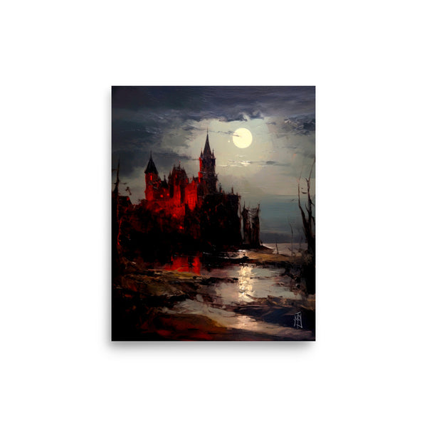 Castlevania blood. The dark castle. Painting. Art print. original artwork. Gothic Home décor.