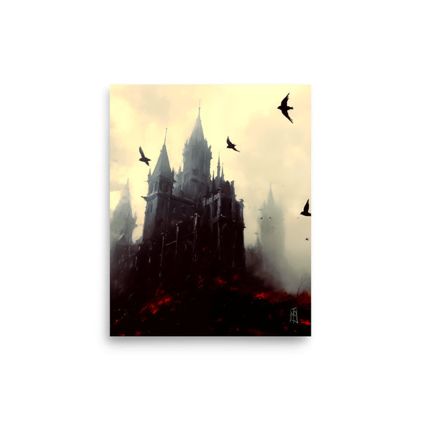 Ravens Castle - Oil Painting. Art print. original artwork. Gothic Home décor.