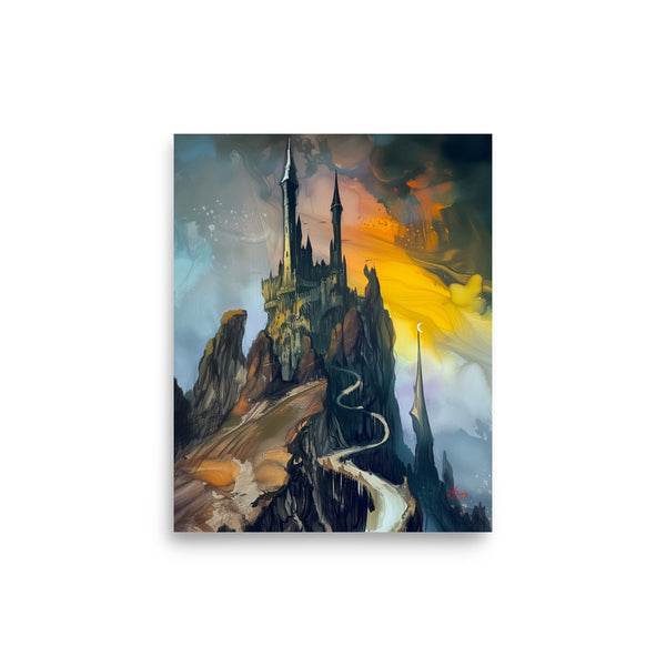 VIX Castle nights. Watercolour Art print. digital watercolor artwork. Poster, wall art painting artwork