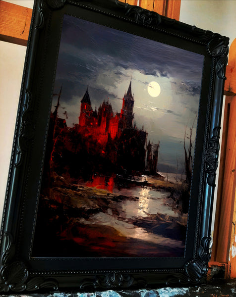 Castlevania blood. The dark castle. Painting. Art print. original artwork. Gothic Home décor.