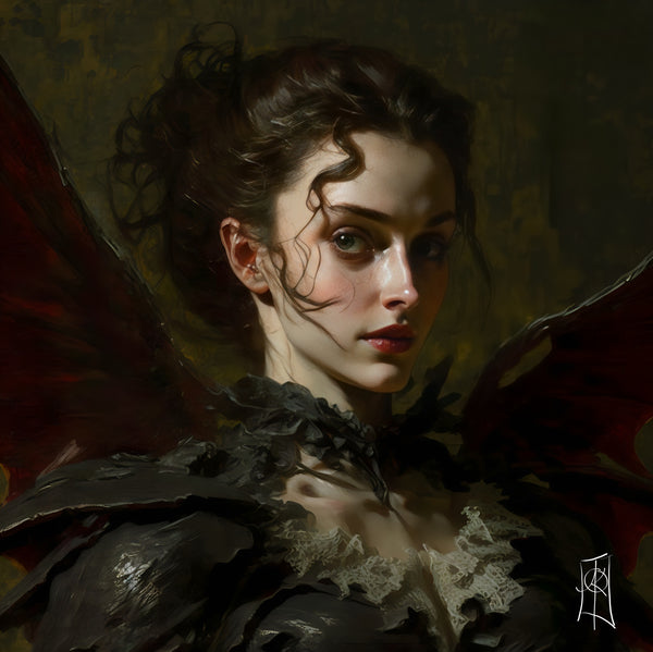 Oil Painting. Selene the Death Dealer VII. Painting. Art print. original artwork. Gothic Home décor. Digital art.