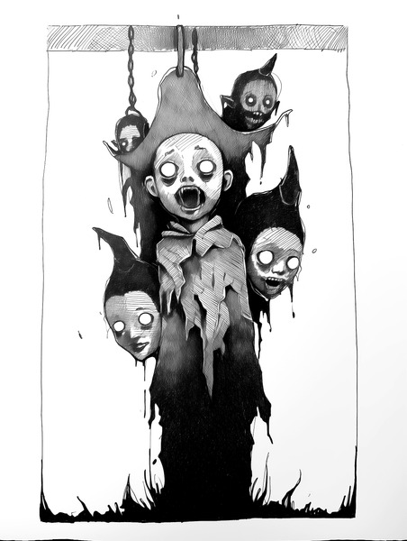 Vampire kids. Concept VI - Sketch artwork. Dark Series II. Art print and poster. Artwork Gothic home decor gift.