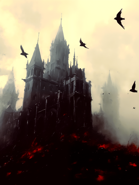 Ravens Castle - Oil Painting. Art print. original artwork. Gothic Home décor.