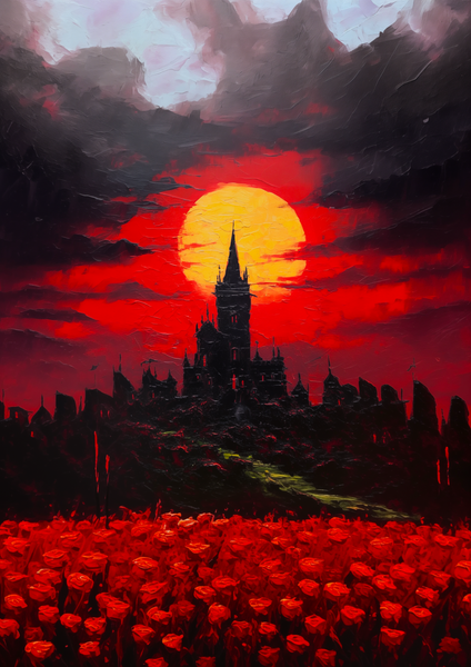 The Petal-Kissed Citadel. Art Print.