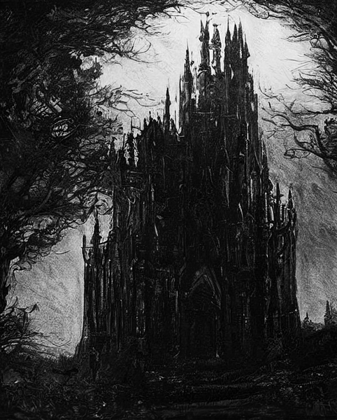 Dracula's castle - Oil painting. Art print and poster.