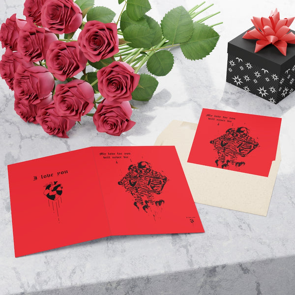 My love for you will never die. Greeting Cards (1 or 10-pcs). Red version