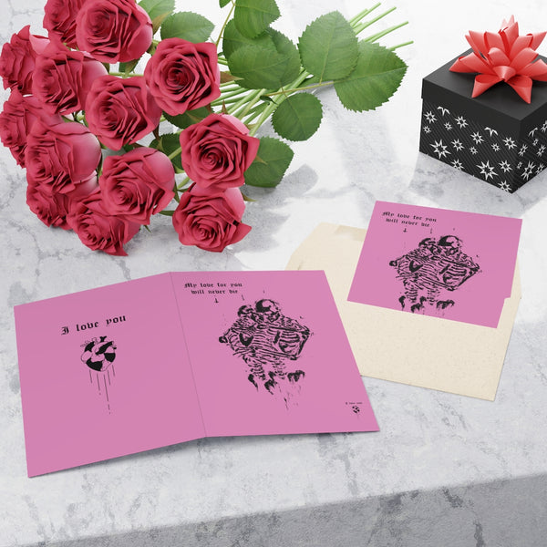 Copy of My love for you will never die. Greeting Cards (1 or 10-pcs). Pink version