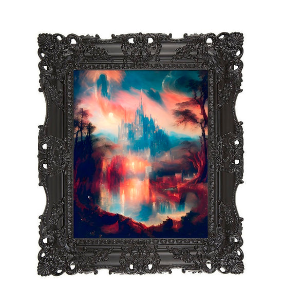 Castle sky. Landscape Art. Art print. Poster
