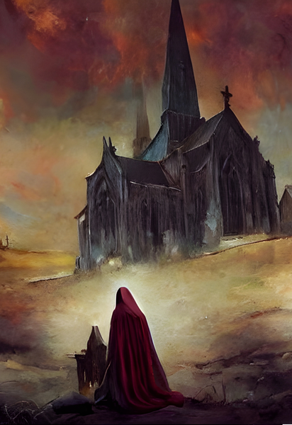 Red Robe Sinner - High Quality Art print. Original oil painting, Hand painted Landscape Art