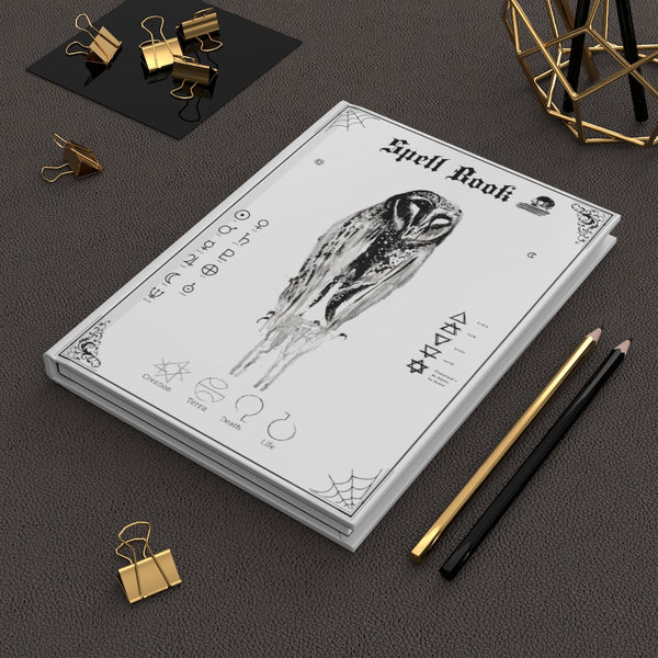 Book of Spells - Hardcover Journal Matte. The dark gypsy. White version. Silent Owl