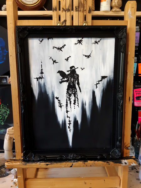 The raven witch Diana. Gothic, witch and raven Home decor- Wall art.