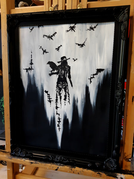 The raven witch Diana. Gothic, witch and raven Home decor- Wall art.