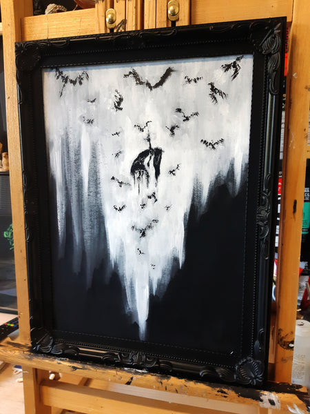 The Ravens call her. Gothic, Ravin, forest, witch, witchcraft and dark art. Gothic Home decor - Wall art